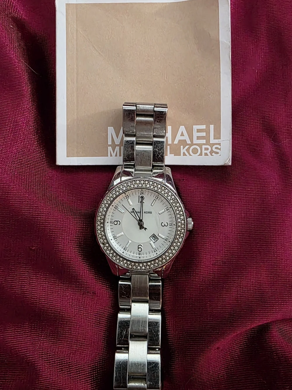 Michael Kors Silver Crystal-Trim Stainless Steel Women's Watch